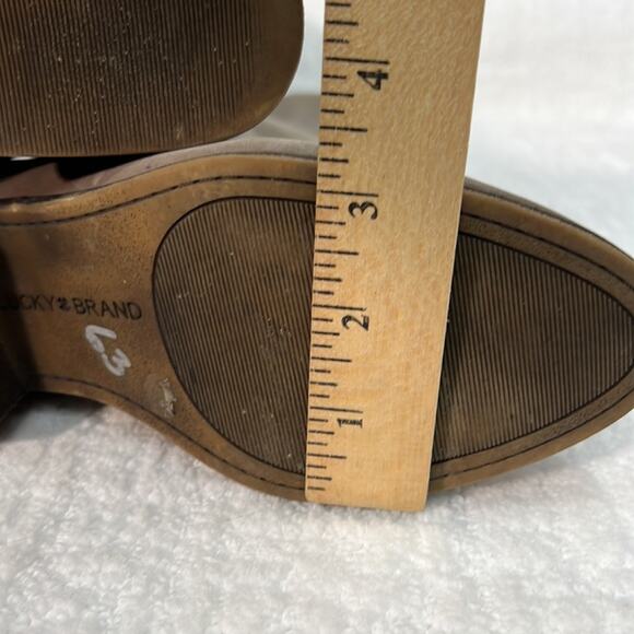 Lucky Brand Lanesha taupe leather tall riding boots back zip low block heel 6.5 - Picture 7 of 10